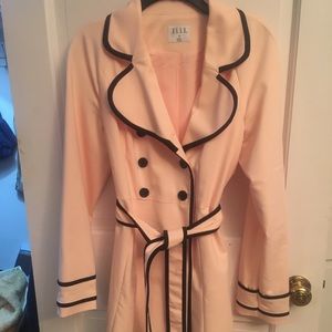 Pink Trench Coat with Black Piping